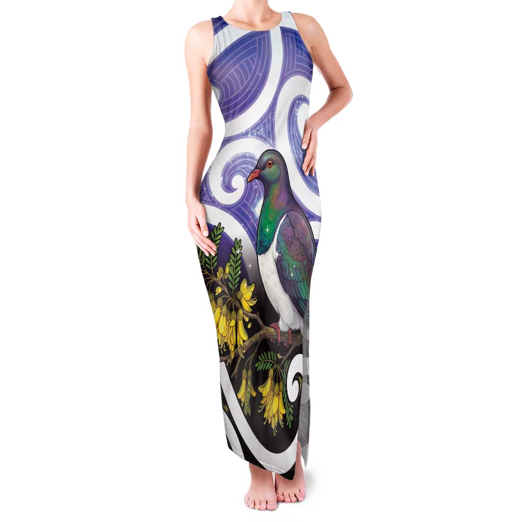 Kekeru New Zealand Matariki Family Matching Tank Maxi Dress and Hawaiian Shirt Kukupa Kowhai Maori New Year Purple Version LT14 Mom's Dress Purple - Polynesian Pride