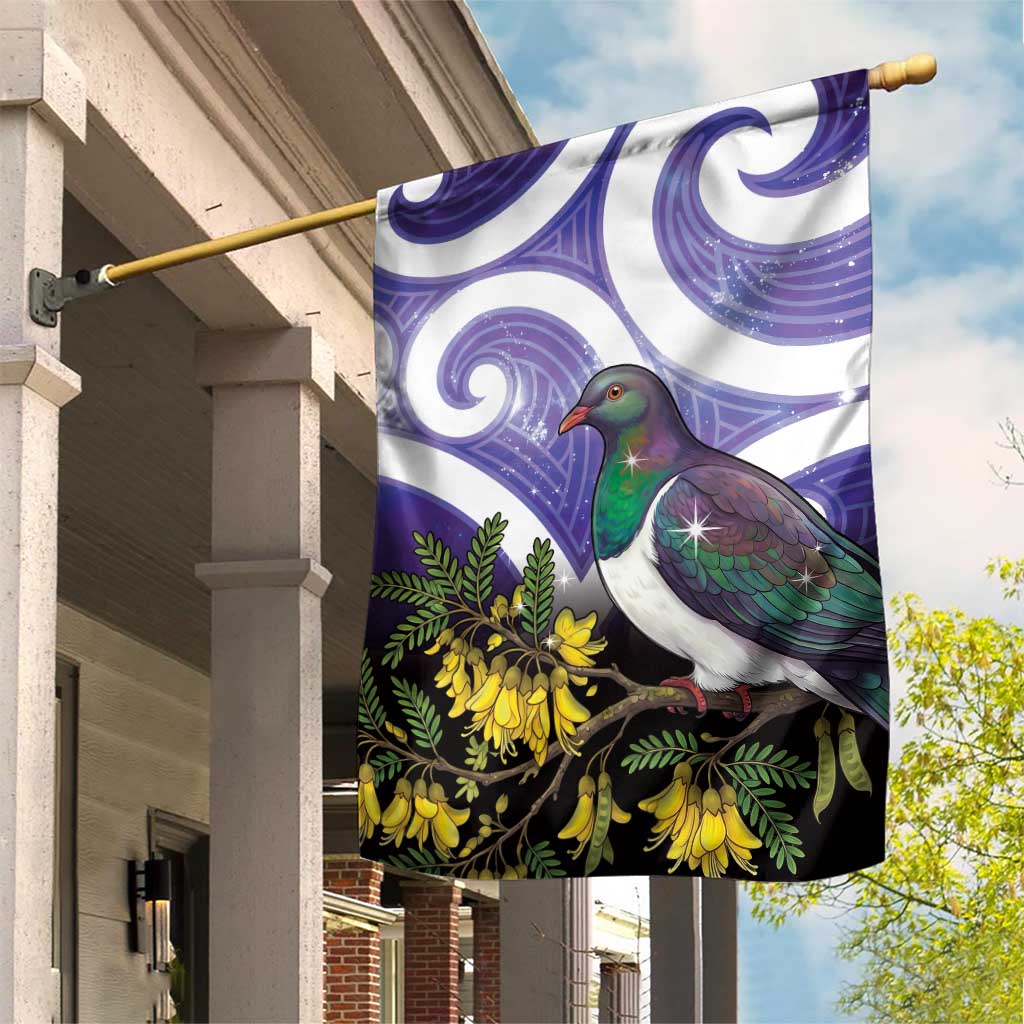 Kekeru New Zealand Matariki Garden Flag Kukupa Kowhai Maori New Year Purple Version