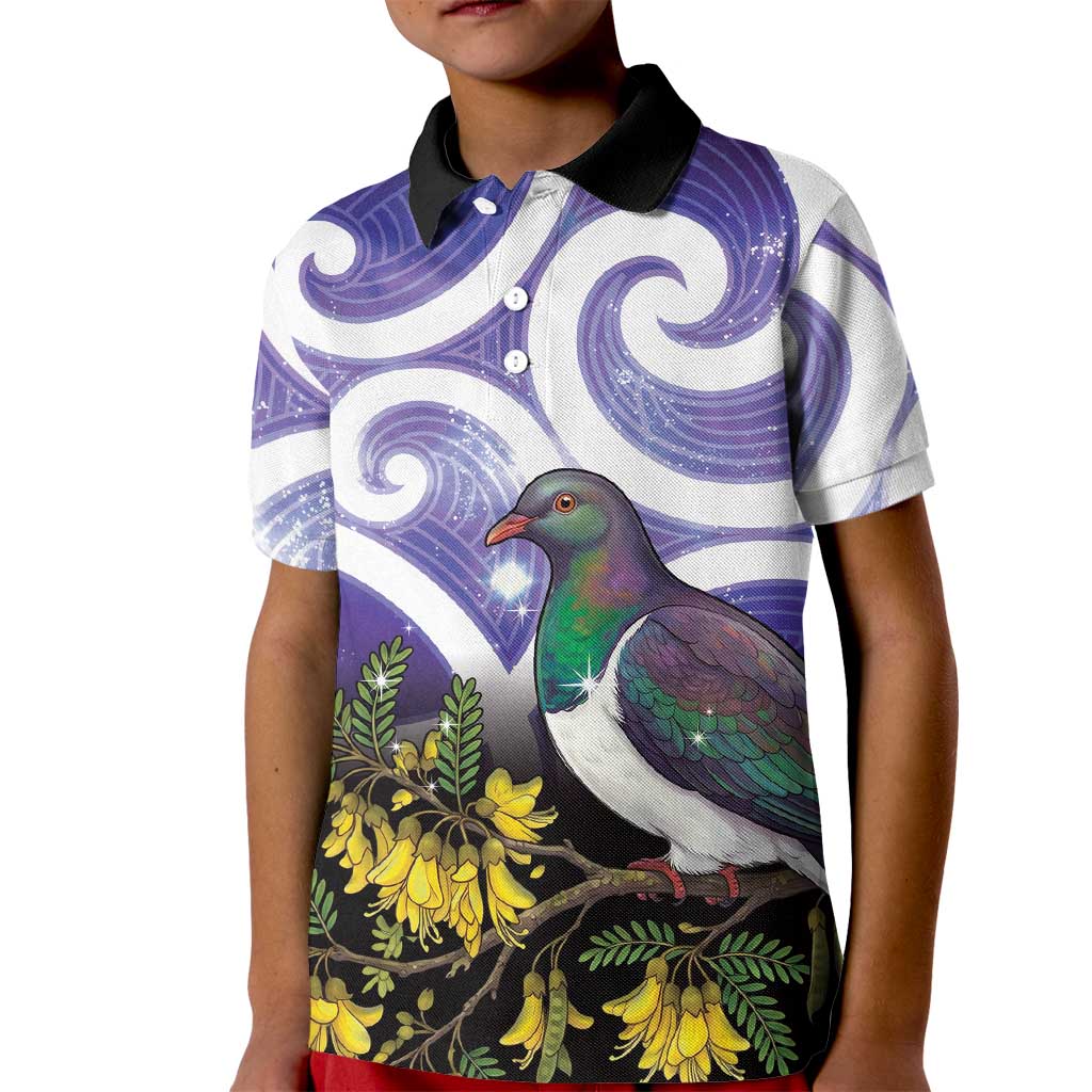 Kekeru New Zealand Matariki Kid Polo Shirt Kukupa Kowhai Maori New Year Purple Version