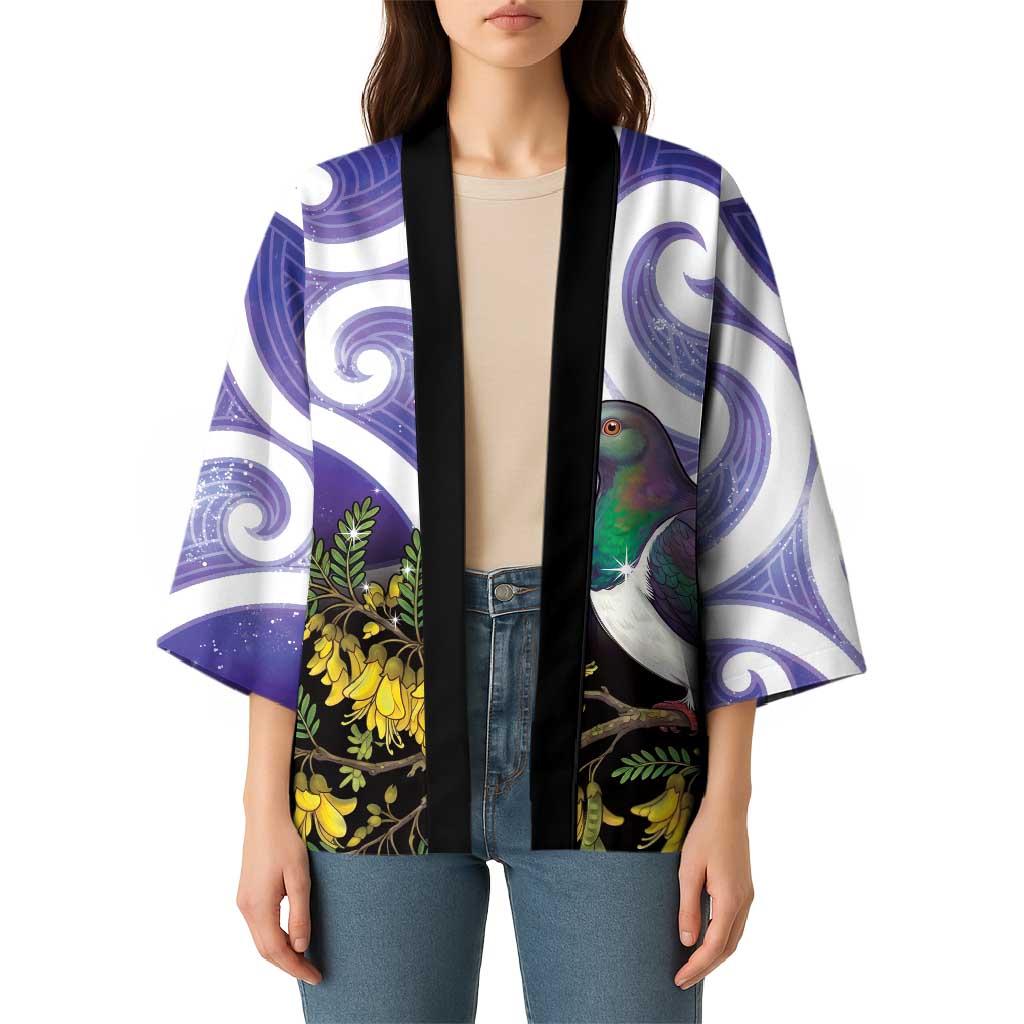 Kekeru New Zealand Matariki Kimono Kukupa Kowhai Maori New Year Purple Version