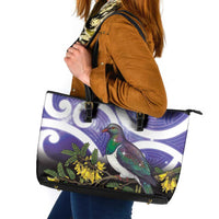 Kekeru New Zealand Matariki Leather Tote Bag Kukupa Kowhai Maori New Year Purple Version