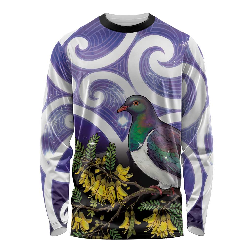 Kekeru New Zealand Matariki Long Sleeve Shirt Kukupa Kowhai Maori New Year Purple Version