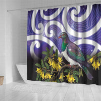 Kekeru New Zealand Matariki Shower Curtain Kukupa Kowhai Maori New Year Purple Version