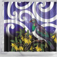 Kekeru New Zealand Matariki Shower Curtain Kukupa Kowhai Maori New Year Purple Version