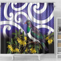 Kekeru New Zealand Matariki Shower Curtain Kukupa Kowhai Maori New Year Purple Version