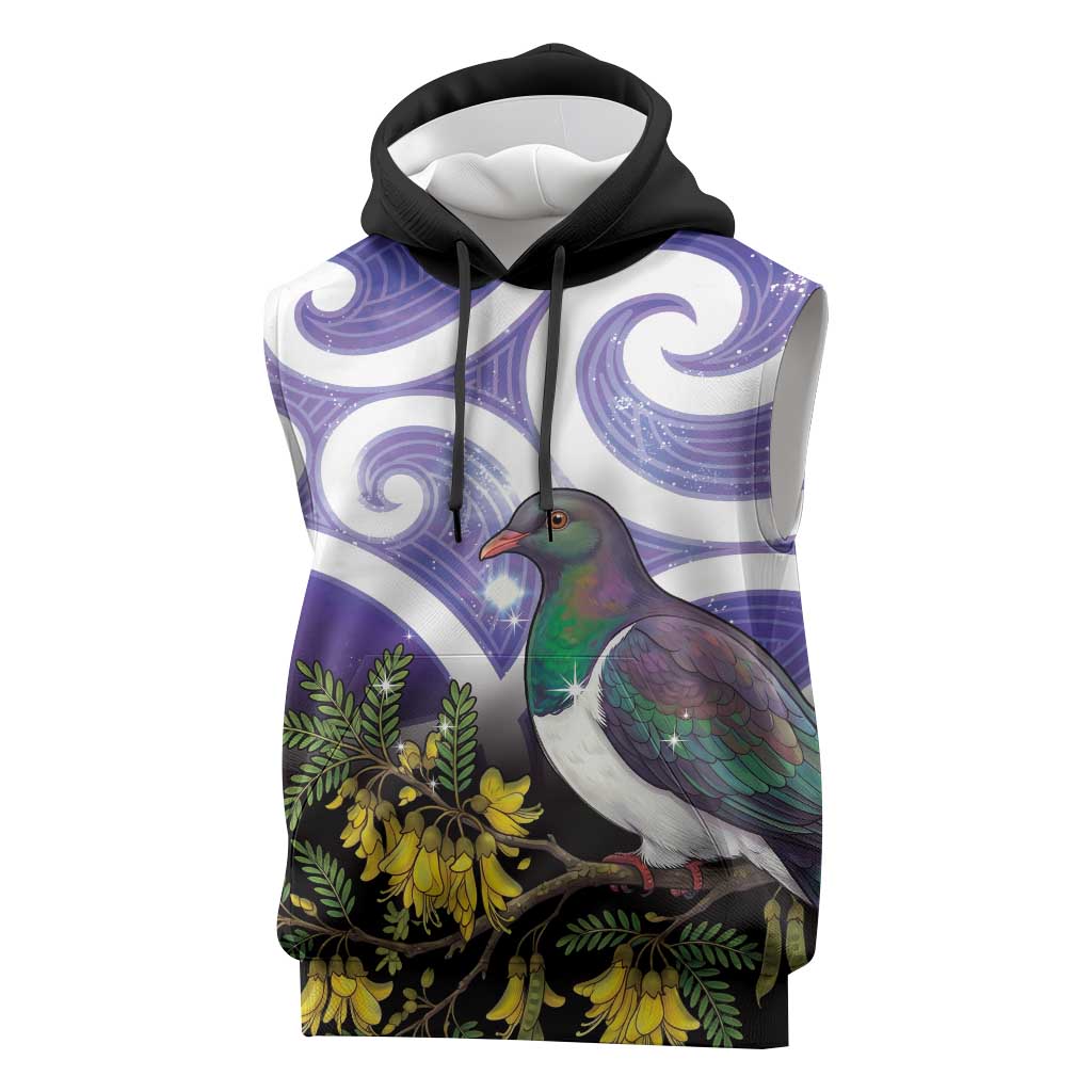 Kekeru New Zealand Matariki Sleeveless Hoodie Kukupa Kowhai Maori New Year Purple Version