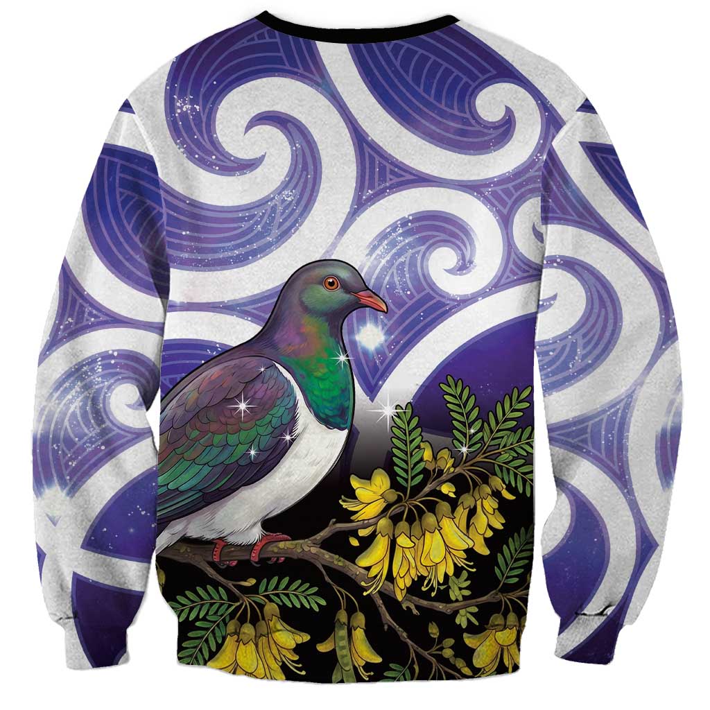 Kekeru New Zealand Matariki Sweatshirt Kukupa Kowhai Maori New Year Purple Version