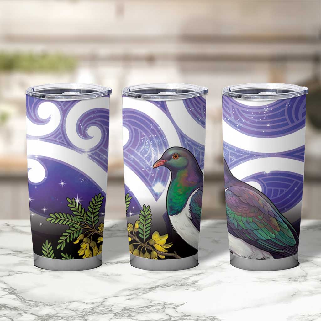 Kekeru New Zealand Matariki Tumbler Cup Kukupa Kowhai Maori New Year Purple Version