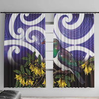 Kekeru New Zealand Matariki Window Curtain Kukupa Kowhai Maori New Year Purple Version LT14 With Hooks Purple - Polynesian Pride
