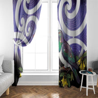 Kekeru New Zealand Matariki Window Curtain Kukupa Kowhai Maori New Year Purple Version LT14 - Polynesian Pride