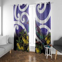 Kekeru New Zealand Matariki Window Curtain Kukupa Kowhai Maori New Year Purple Version LT14 With Grommets Purple - Polynesian Pride