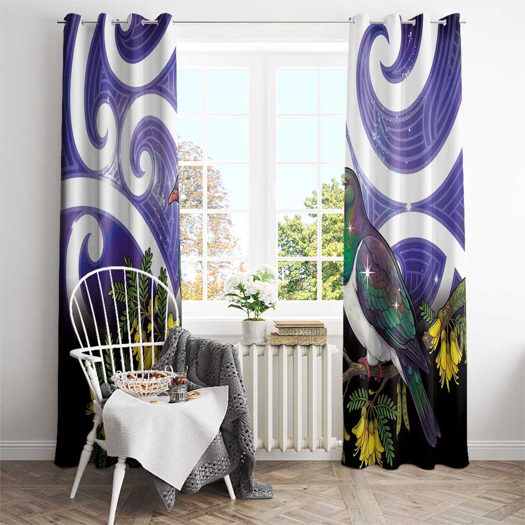 Kekeru New Zealand Matariki Window Curtain Kukupa Kowhai Maori New Year Purple Version LT14 - Polynesian Pride