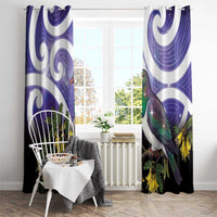 Kekeru New Zealand Matariki Window Curtain Kukupa Kowhai Maori New Year Purple Version LT14 - Polynesian Pride