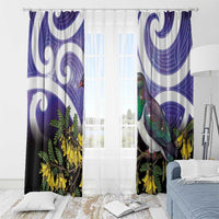 Kekeru New Zealand Matariki Window Curtain Kukupa Kowhai Maori New Year Purple Version LT14 - Polynesian Pride
