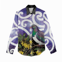Kekeru New Zealand Matariki Women Casual Shirt Kukupa Kowhai Maori New Year Purple Version