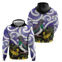 Kekeru New Zealand Matariki Zip Hoodie Kukupa Kowhai Maori New Year Purple Version