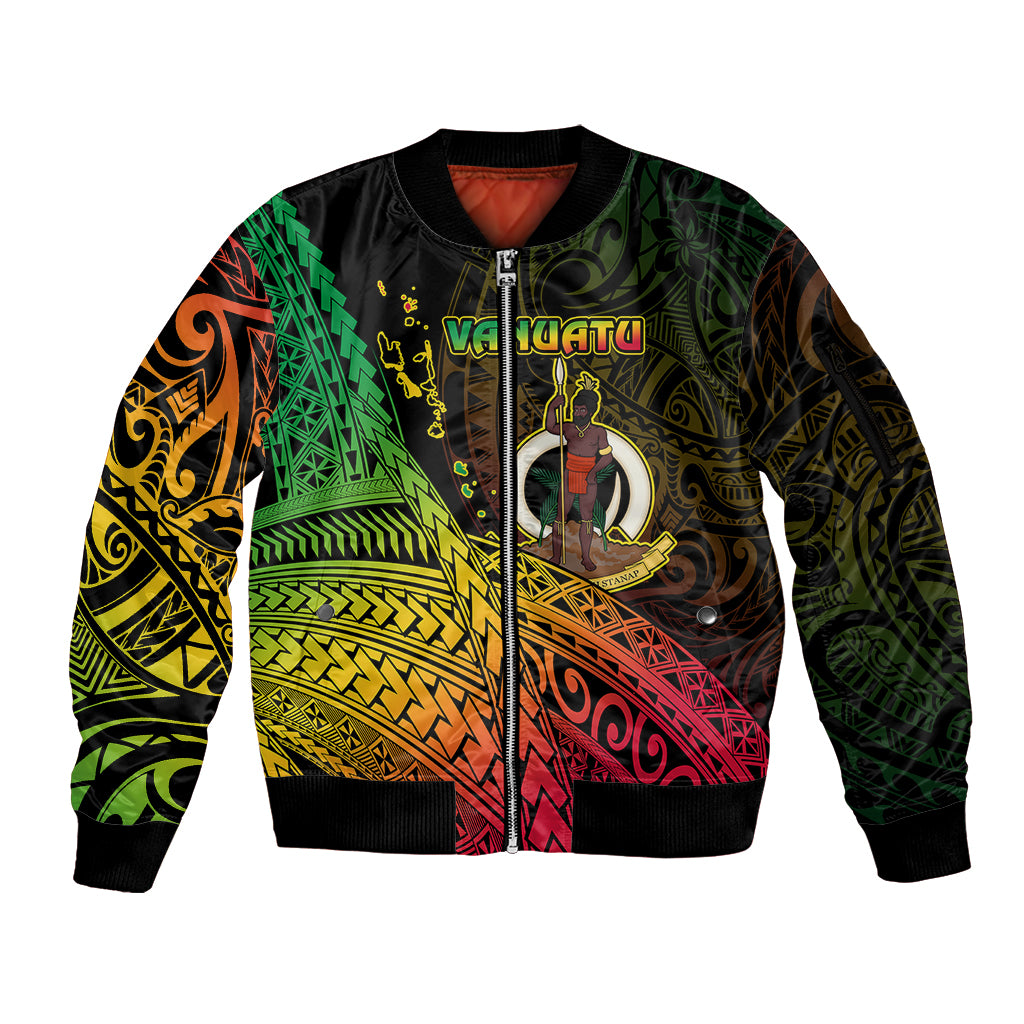 Polynesian Pride Vanuatu Sleeve Zip Bomber Jacket Proud To Be A Ni-Van LT14 Unisex Black - Polynesian Pride