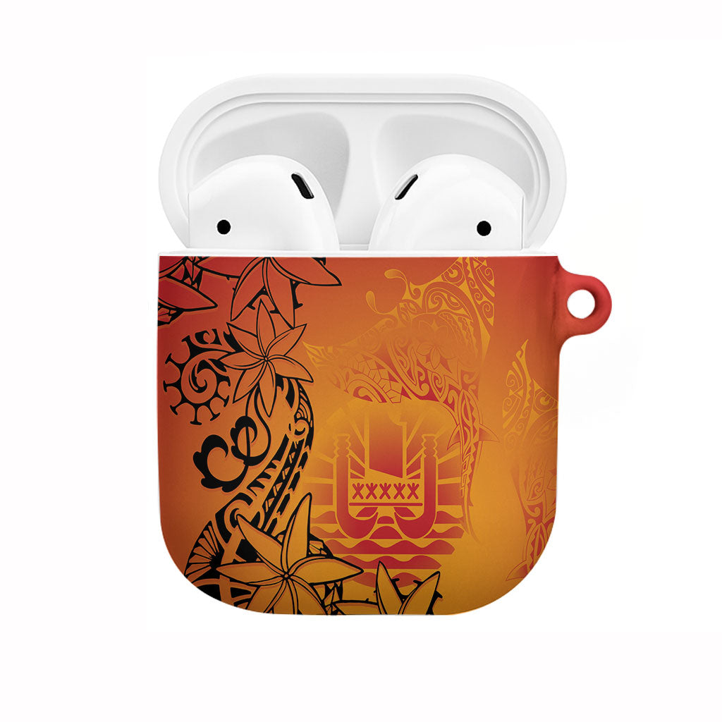 French Polynesia Manta Ray Tattoo AirPods Case Tahiti Hahalua Tiare Maori Gradient Style