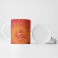 French Polynesia Manta Ray Tattoo Ceramic Mug Tahiti Hahalua Tiare Maori Gradient Style LT14 - Polynesian Pride