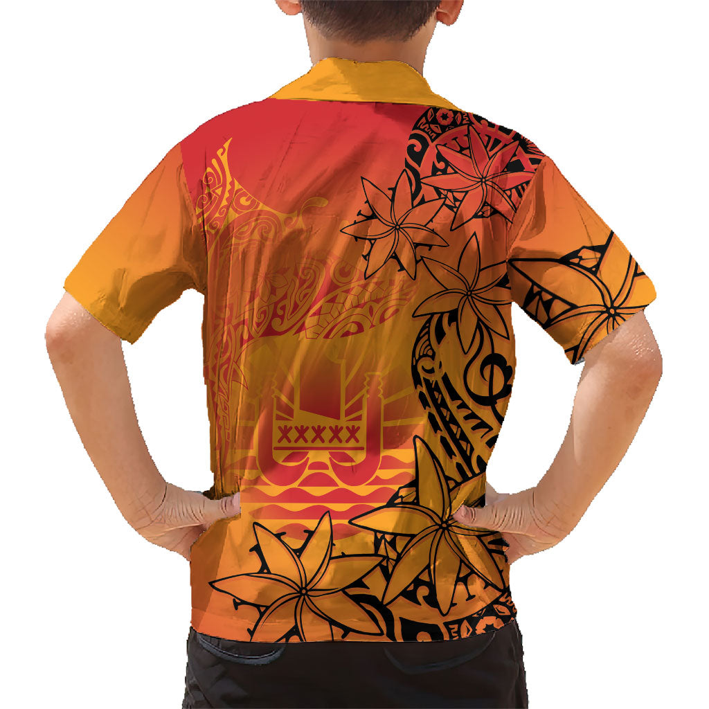 French Polynesia Manta Ray Tattoo Family Matching Mermaid Dress and Hawaiian Shirt Tahiti Hahalua Tiare Maori Gradient Style LT14 - Polynesian Pride
