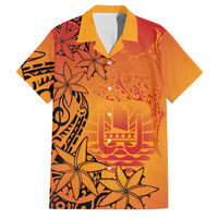 French Polynesia Manta Ray Tattoo Family Matching Mermaid Dress and Hawaiian Shirt Tahiti Hahalua Tiare Maori Gradient Style LT14 Dad's Shirt - Short Sleeve Orange - Polynesian Pride