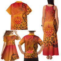 French Polynesia Manta Ray Tattoo Family Matching Tank Maxi Dress and Hawaiian Shirt Tahiti Hahalua Tiare Maori Gradient Style