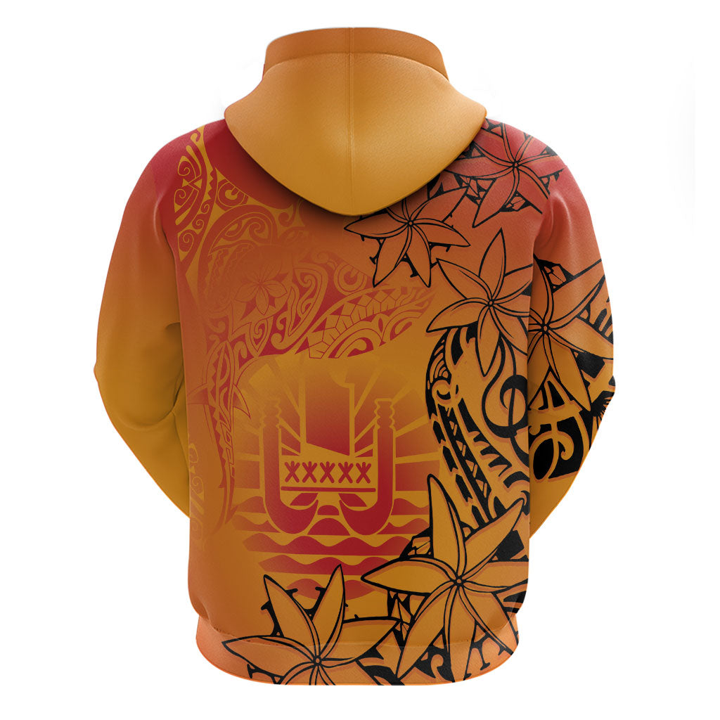 French Polynesia Manta Ray Tattoo Hoodie Tahiti Hahalua Tiare Maori Gradient Style LT14 - Polynesian Pride