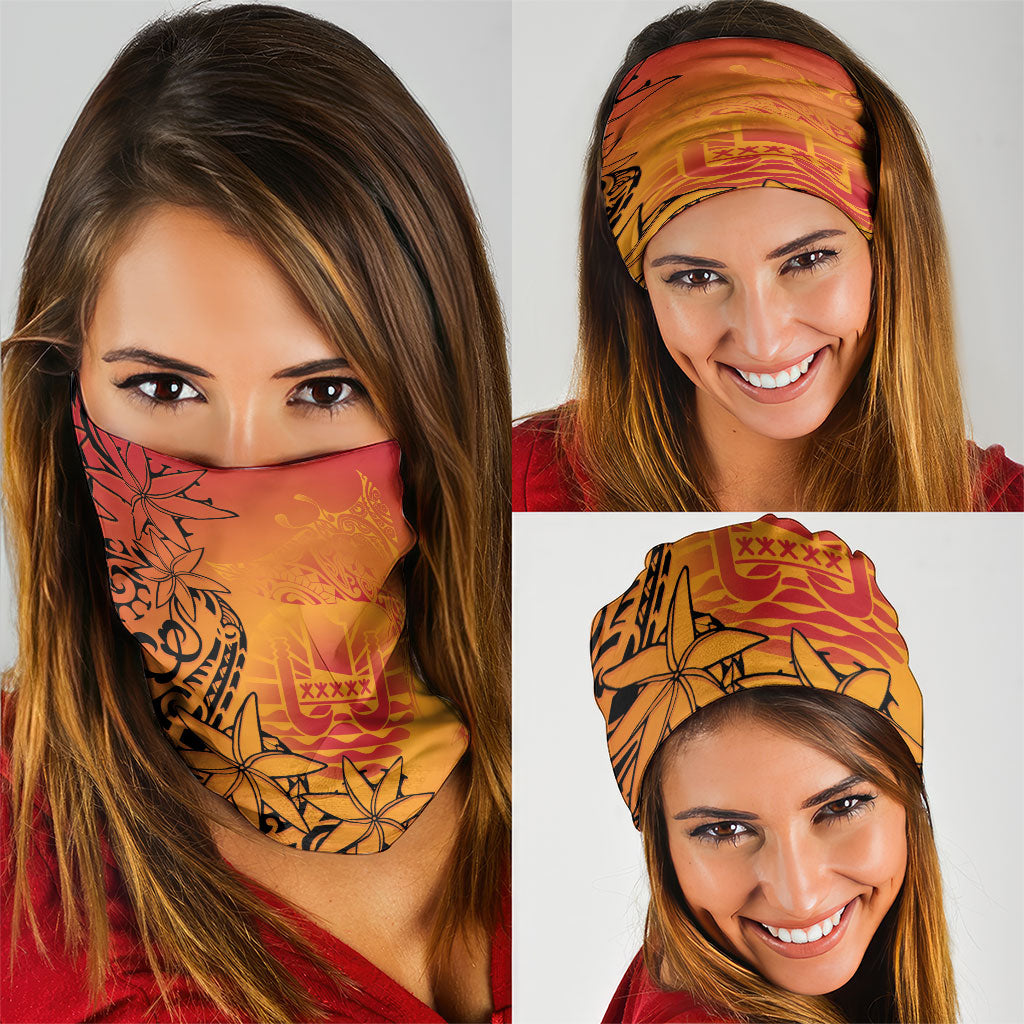 French Polynesia Manta Ray Tattoo Neck Gaiter Tahiti Hahalua Tiare Maori Gradient Style