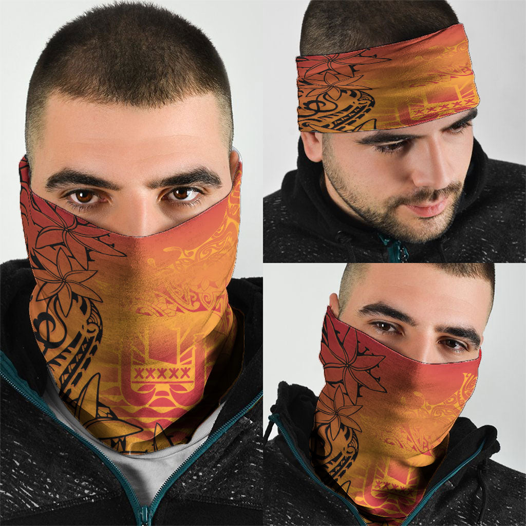French Polynesia Manta Ray Tattoo Neck Gaiter Tahiti Hahalua Tiare Maori Gradient Style