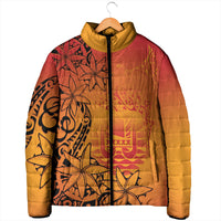 French Polynesia Manta Ray Tattoo Padded Jacket Tahiti Hahalua Tiare Maori Gradient Style LT14 - Polynesian Pride