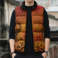 French Polynesia Manta Ray Tattoo Sleeveless Puffer Jacket Tahiti Hahalua Tiare Maori Gradient Style LT14 - Polynesian Pride