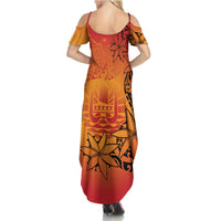French Polynesia Manta Ray Tattoo Summer Maxi Dress Tahiti Hahalua Tiare Maori Gradient Style