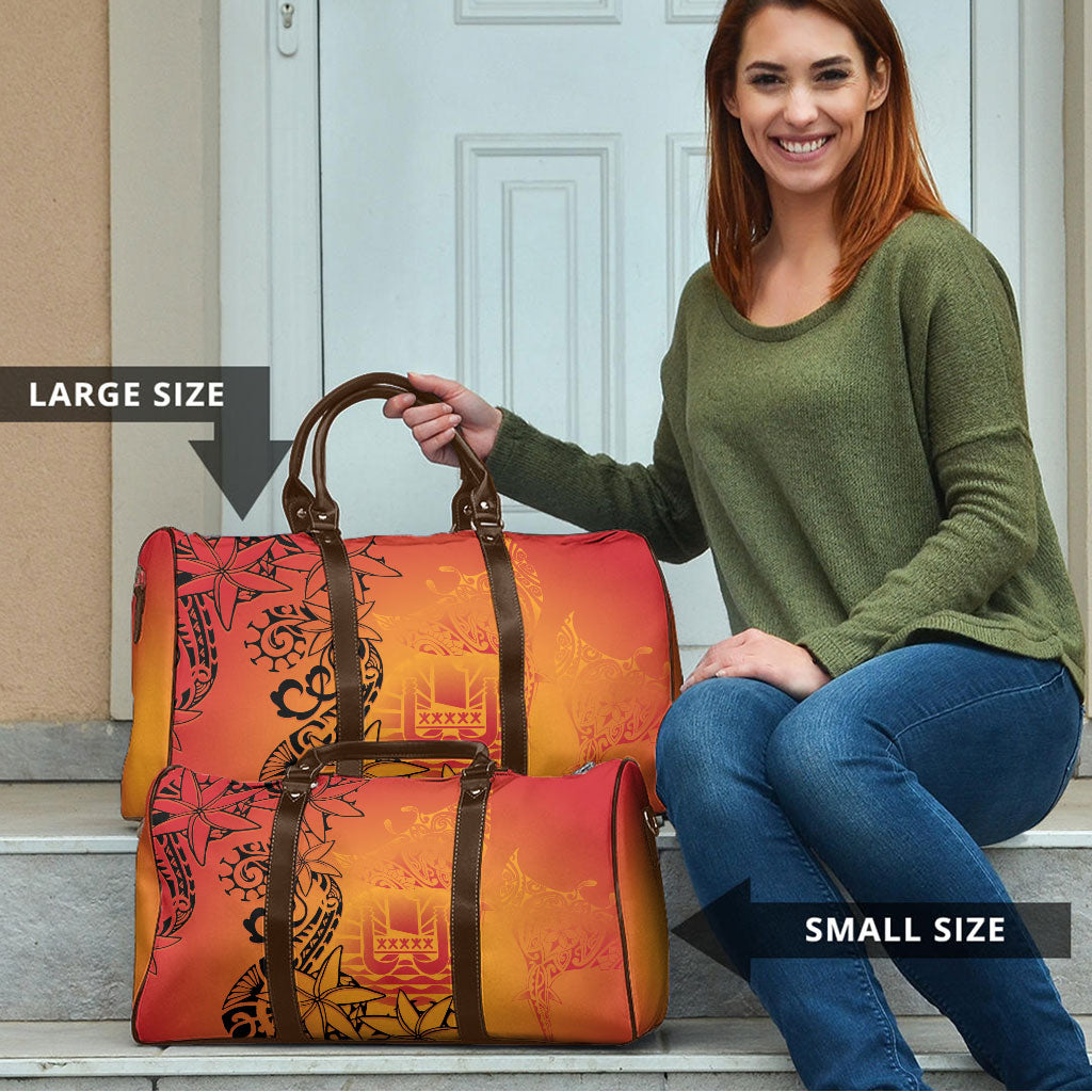 French Polynesia Manta Ray Tattoo Travel Bag Tahiti Hahalua Tiare Maori Gradient Style LT14 - Polynesian Pride