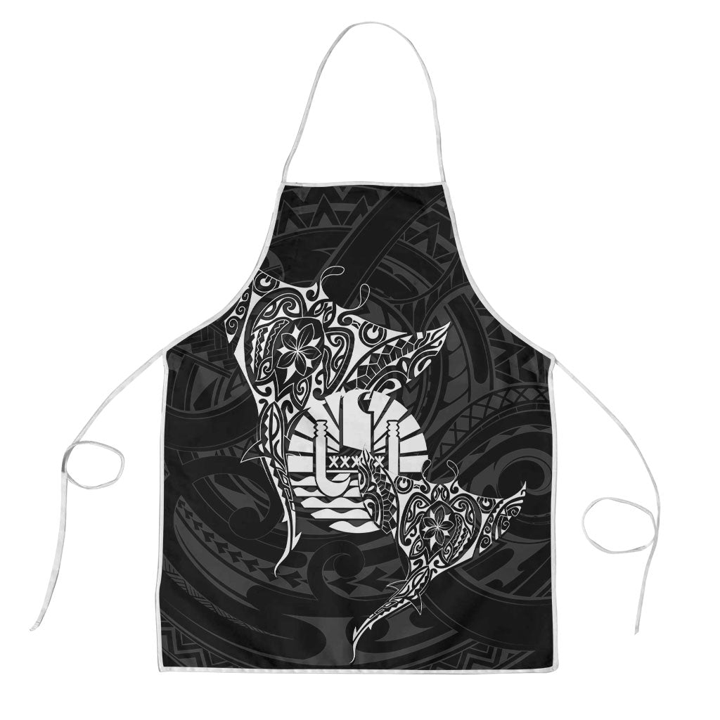 French Polynesia Manta Ray Tattoo Apron Tahiti Hahalua Turtle Shark Black Color LT14 Black - Polynesian Pride