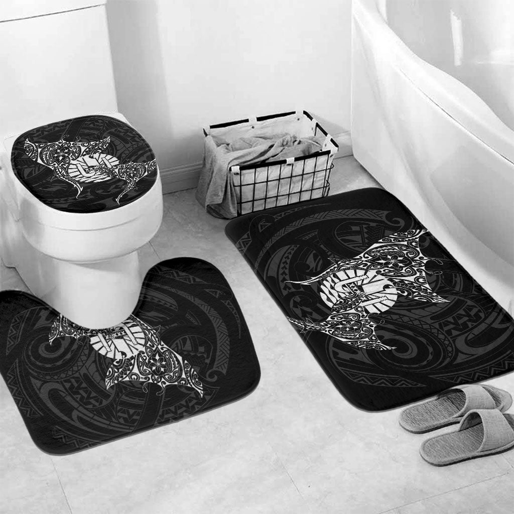 French Polynesia Manta Ray Tattoo Bathroom Set Tahiti Hahalua Turtle Shark Black Color