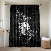 French Polynesia Manta Ray Tattoo Bathroom Set Tahiti Hahalua Turtle Shark Black Color