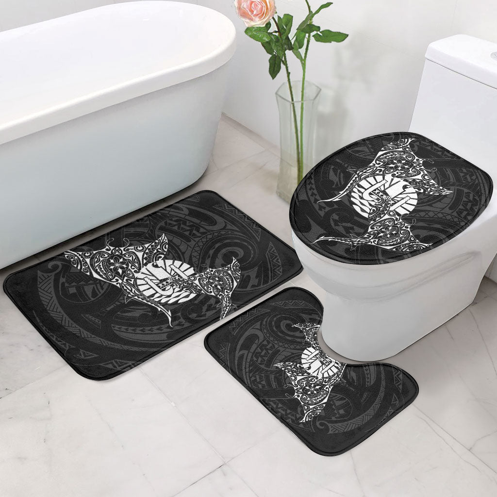 French Polynesia Manta Ray Tattoo Bathroom Set Tahiti Hahalua Turtle Shark Black Color