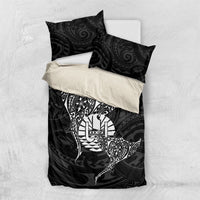 French Polynesia Manta Ray Tattoo Bedding Set Tahiti Hahalua Turtle Shark Black Color LT14 US Twin 172cm x 218cm Black - Polynesian Pride