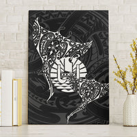 French Polynesia Manta Ray Tattoo Canvas Wall Art Tahiti Hahalua Turtle Shark Black Color