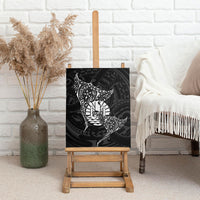 French Polynesia Manta Ray Tattoo Canvas Wall Art Tahiti Hahalua Turtle Shark Black Color