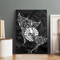 French Polynesia Manta Ray Tattoo Canvas Wall Art Tahiti Hahalua Turtle Shark Black Color
