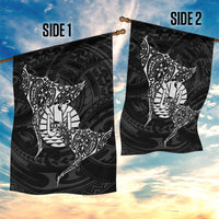 French Polynesia Manta Ray Tattoo Garden Flag Tahiti Hahalua Turtle Shark Black Color LT14 - Polynesian Pride