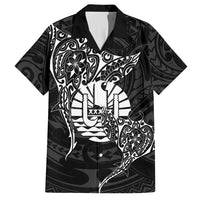 French Polynesia Manta Ray Tattoo Hawaiian Shirt Tahiti Hahalua Turtle Shark Black Color