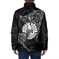 French Polynesia Manta Ray Tattoo Padded Jacket Tahiti Hahalua Turtle Shark Black Color LT14 - Polynesian Pride