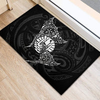 French Polynesia Manta Ray Tattoo Rubber Doormat Tahiti Hahalua Turtle Shark Black Color