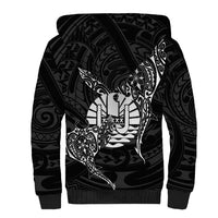 French Polynesia Manta Ray Tattoo Sherpa Hoodie Tahiti Hahalua Turtle Shark Black Color LT14 - Polynesian Pride
