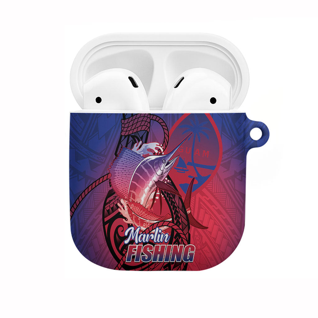 Guam Blue Marlin Fishing AirPods Case Guahan Fish Hook Tattoo