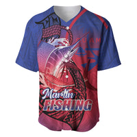 Guam Blue Marlin Fishing Baseball Jersey Guahan Fish Hook Tattoo LT14 Blue - Polynesian Pride