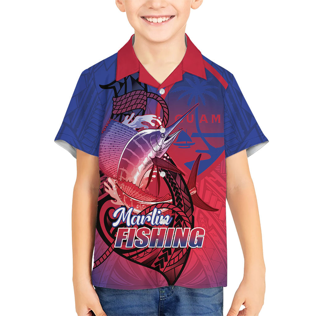Guam Blue Marlin Fishing Family Matching Puletasi and Hawaiian Shirt Guahan Fish Hook Tattoo