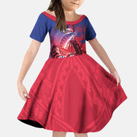 Guam Blue Marlin Fishing Family Matching Summer Maxi Dress and Hawaiian Shirt Guahan Fish Hook Tattoo